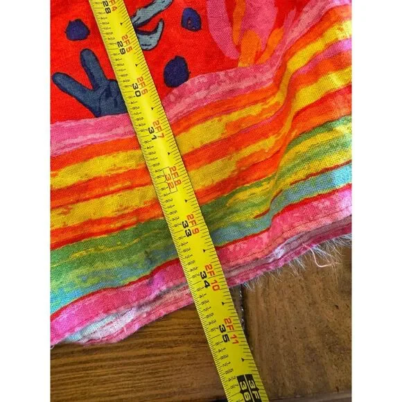 Maison d' Amelie Hawaiian‎ Multicolor Linen Boho Peasant Tiered Midi Skirt Sz S - Picture 5 of 6